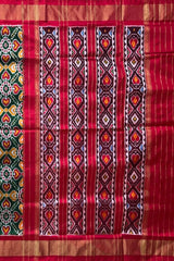 Green Pochampally Ikat Saree with Red Border and Pallu