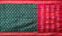 Green Pochampally Ikat Saree with Red Border and Pallu
