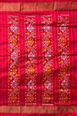 Black Pochampally Ikat Saree with Red Border and Pallu