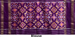 Light Purple Pochampally Ikat Saree with Purple Border and Pallu