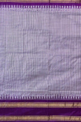 Light Purple Pochampally Ikat Saree with Purple Border and Pallu