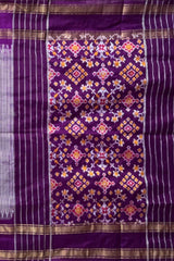 Light Purple Pochampally Ikat Saree with Purple Border and Pallu