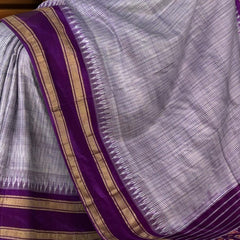 Light Purple Pochampally Ikat Saree with Purple Border and Pallu