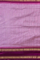 Light Pink Pochampally Ikat Saree with Pink Border and Pallu