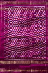 Light Pink Pochampally Ikat Saree with Pink Border and Pallu