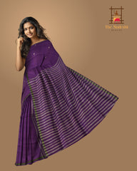 Purple Modal Silk Saree with White Border