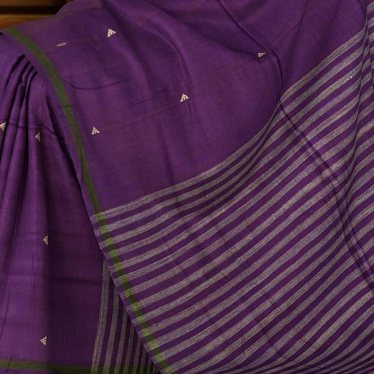 Purple Modal Silk Saree with White Border