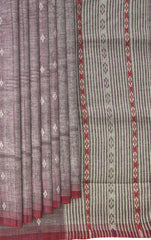 Purple Eri Silk Saree with Brown Border