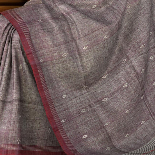 Purple Eri Silk Saree with Brown Border