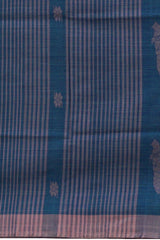 Blue Eri Silk Saree with Pink Border and Motifs from Kamrup