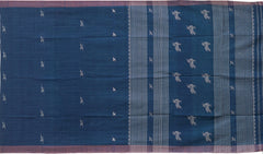 Blue Eri Silk Kamrup Saree with Pink Border and Motifs