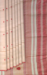 Peach Eri Silk Saree with Red Border from Kamrup