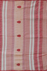 Peach Eri Silk Saree with Red Border from Kamrup