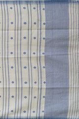 White Eri Silk Saree with Blue Border