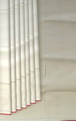 White Eri Silk Saree with Red Border