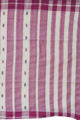 White Eri Silk Saree with Pink Border and Buttis