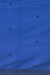 Blue Cotton-Eri Silk Saree with Black Border and Buttis