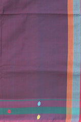 Purple Cotton Saree with Purple Border and Buttis