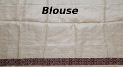 Beige Tussar Saree from Assam with Maroon Border and Pallu