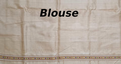 Beige Tussar Saree from Assam with Beige Border and Pallu