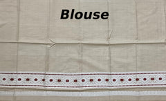 Beige Tussar Saree from Assam with Dark Brown Border and Off-White Pallu