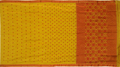 Yellow Mulberry Silk Saree with Red Border and Buttis