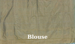 Green Mulberry Silk Saree with Blue Border and Buttis & Motifs