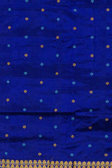 Blue Mulberry Silk Saree with Gold Border and Buttis & Motifs