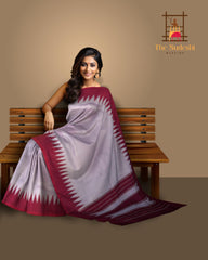 Lavender Arani Temple Border Saree with Maroon Temple/Thalamboo Border