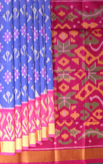 Light Purple Soft Silk Saree with Pink Ikat Body Design