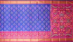 Light Purple Soft Silk Saree with Pink Ikat Body Design