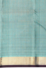 Light Blue and Brown Kanchipuram Pure Zari Saree