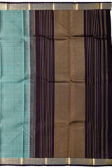 Light Blue and Brown Kanchipuram Pure Zari Saree