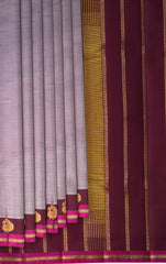 Greyish Purple and Magenta Kanchipuram Pure Zari Saree