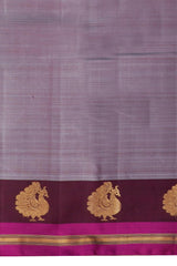 Greyish Purple and Magenta Kanchipuram Pure Zari Saree