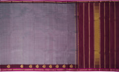 Greyish Purple and Magenta Kanchipuram Pure Zari Saree