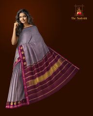 Greyish Purple and Magenta Kanchipuram Pure Zari Saree