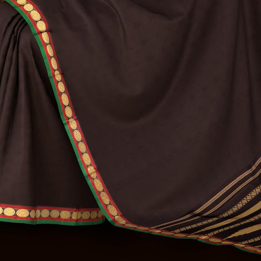 Coffee Brown and Red Kanchipuram Pure Zari Saree