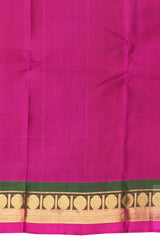 Magenta Pink and Green Kanchipuram Pure Zari Saree