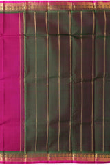 Magenta Pink and Green Kanchipuram Pure Zari Saree