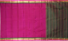 Magenta Pink and Green Kanchipuram Pure Zari Saree