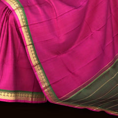 Magenta Pink and Green Kanchipuram Pure Zari Saree