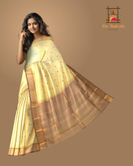 Light Blue and Brown Kanchipuram Pure Zari Saree