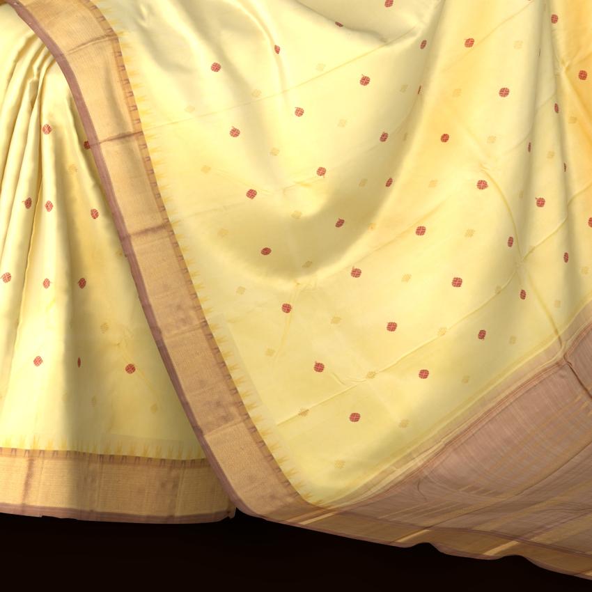 Light Blue and Brown Kanchipuram Pure Zari Saree