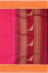 Pink Kanchipuram Pure Zari and Handloom Saree with Mustard Border