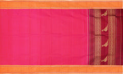 Pink Kanchipuram Pure Zari and Handloom Saree with Mustard Border