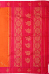 Orange Kanchipuram Pure Zari and Handloom Saree with Pink Motif Border