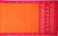 Orange Kanchipuram Pure Zari and Handloom Saree with Pink Motif Border