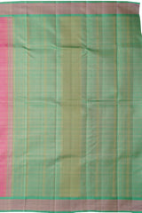 Lotus Pink Kanchipuram Pure Zari and Handloom Saree with Pista Green Border