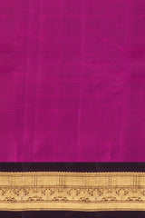 Magenta Kanchipuram Pure Zari and Handloom Saree with Brown Border